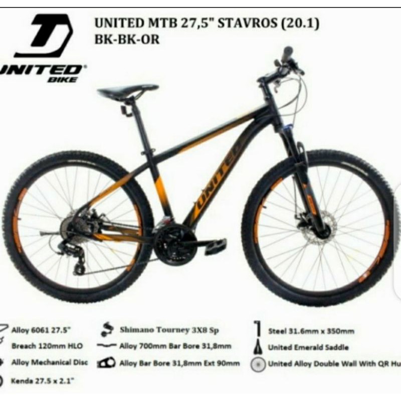 Sepeda Gunung Stavros 27.5 inch MTB by United