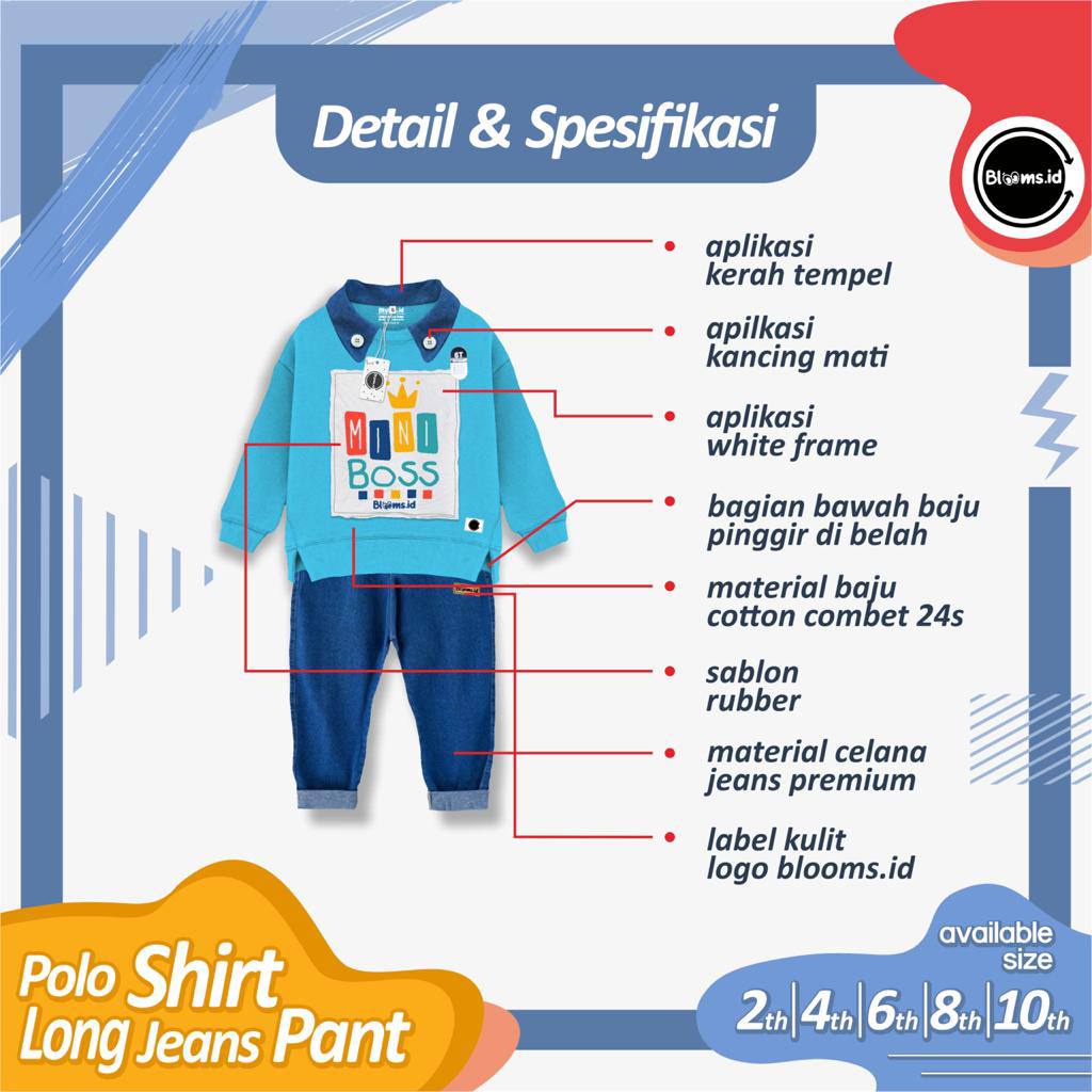 Setelan anak Polo Tshirt Bloom