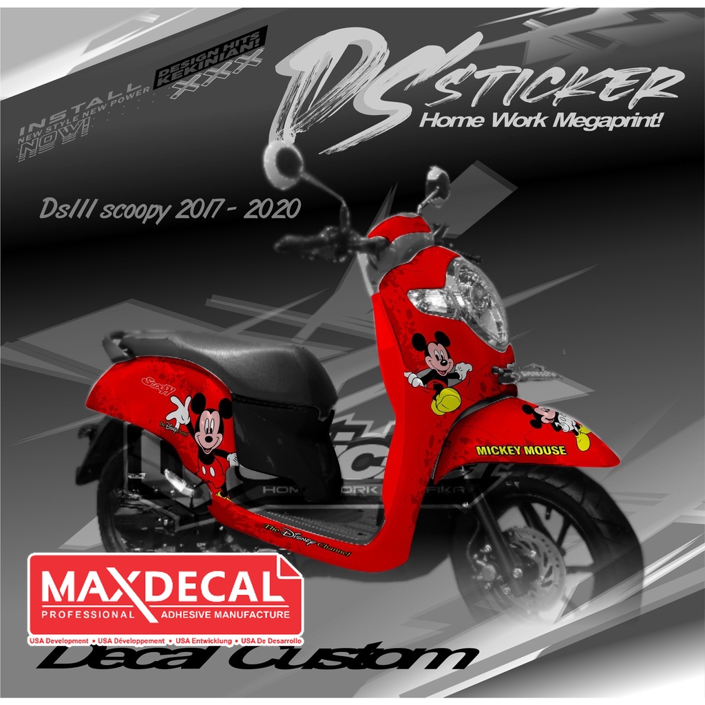 DS111 Decal Stiker Skotlet Scoopy 2019- 2020 Motif Mickey Mouse