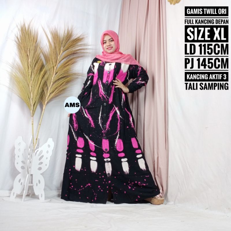 Gamis Twill Ori Tebal Premium Gamis Katun Twill Abstrak Twil Sasirangan Daster Lengan Panjang Super