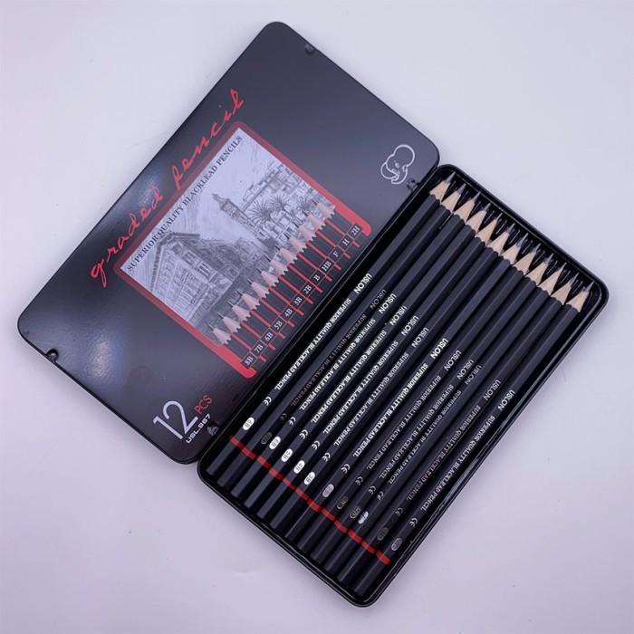 

Superior Blacklead Pencils 12pcs Free Case Set Pensil Sketsa Drawing