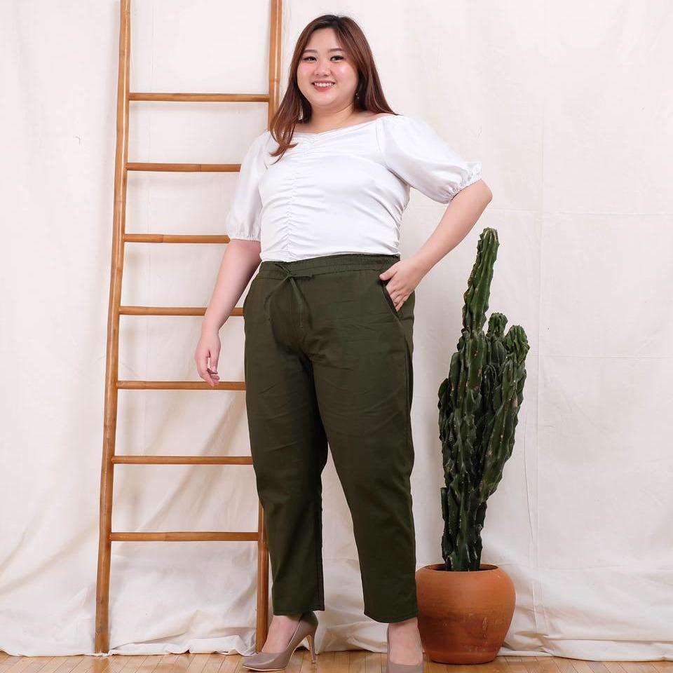 BIGCLO - (COD) BAGGY Celana Kerja Wanita Panjang Jumbo Big Size Pants Bahan Katun Stretch