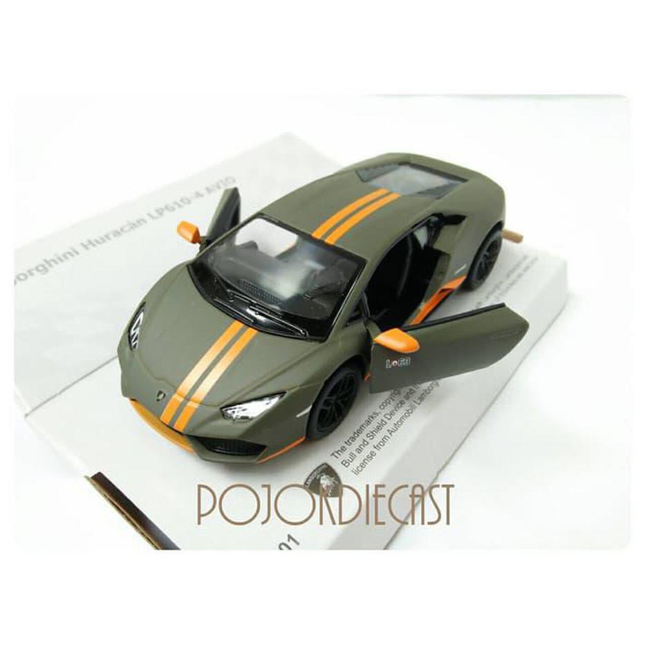 Kinsmart Lamborghini Huracan Avio Hijau Diecast Miniatur Mobil Sport
