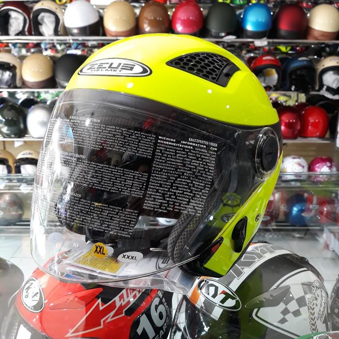 Helm Half Face Zeus Z610 Solid Yellow Fluo