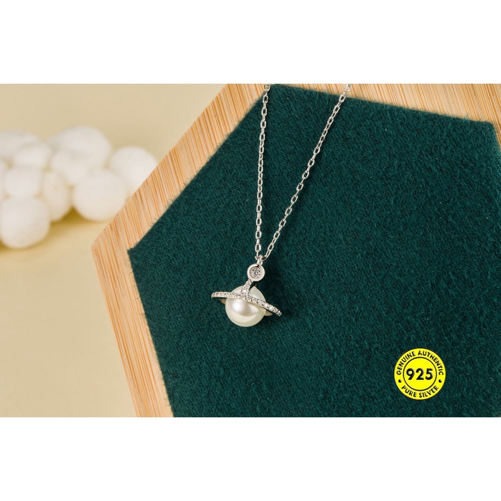 Kalung S925 Silver Aksen Mutiara Bintang Berlian