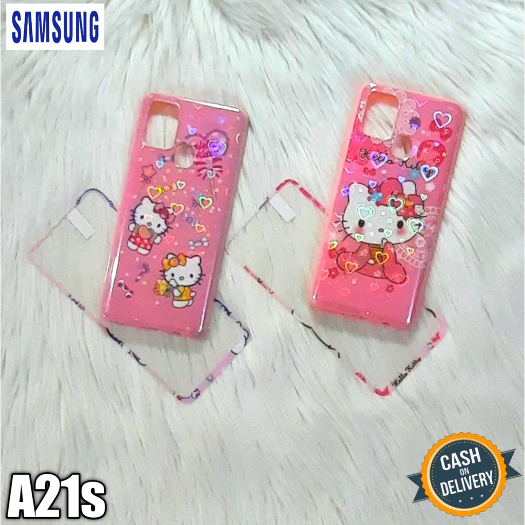 Casing Hp Samsung A21s Case Hp Silikon Hp + Tempered Glass Pelindung Hp Motif Lucu Dan Unik