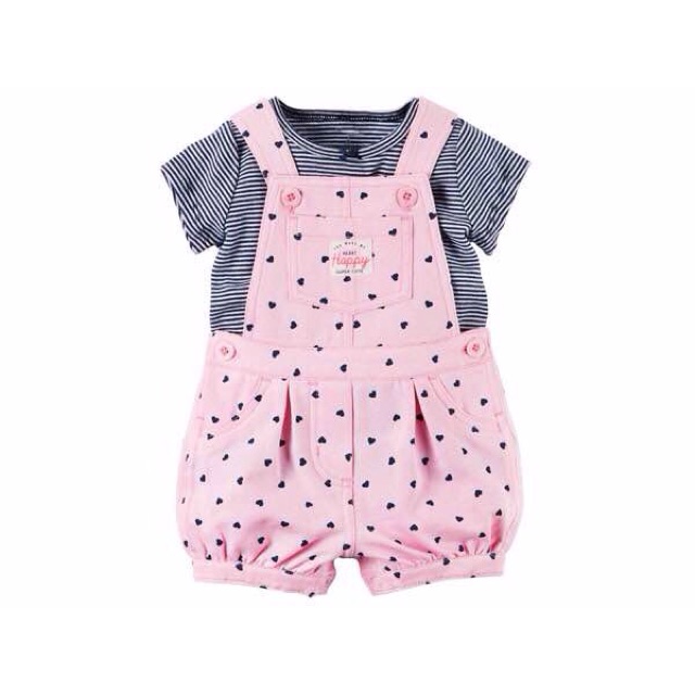 Carter Carter's Baby Overall - Heart Pink