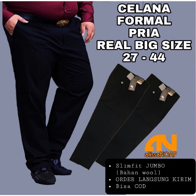 COD - CELANA KANTOR PRIA JUMBO SLIMFIT BAHAN WOOL PREMIUM QUALITY MURAH BIG SIZE 39-44