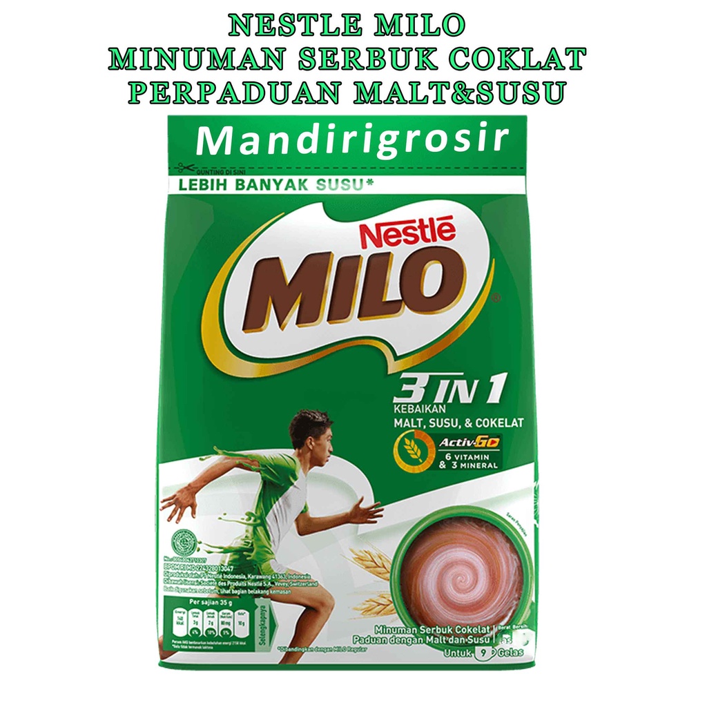 Milo 3 IN 1 * Nestle Milo * Serbuk Cokelat Malt&amp;Susu * 800g