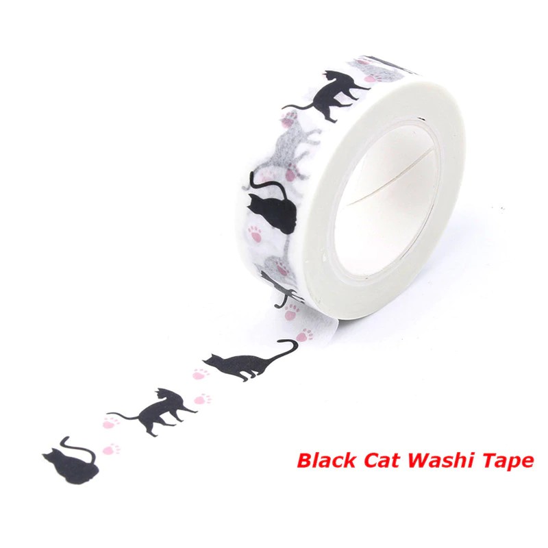 

INDORETAIL | 1.5 cm * 10 m Hitam Cat Perekat Selotip Washi Pita Dekorasi DIY Scrapbooking