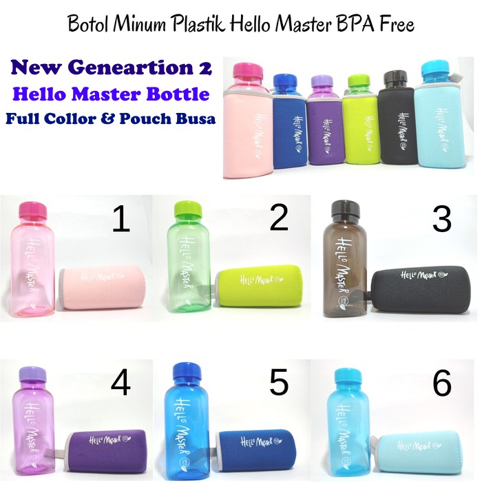 Botol Minum Generation 2 Hello Master Dengan Pouch Busa full collor