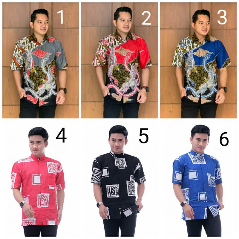 Baju batik pria warna  Kemeja pria lengan pendek kemeja batik original