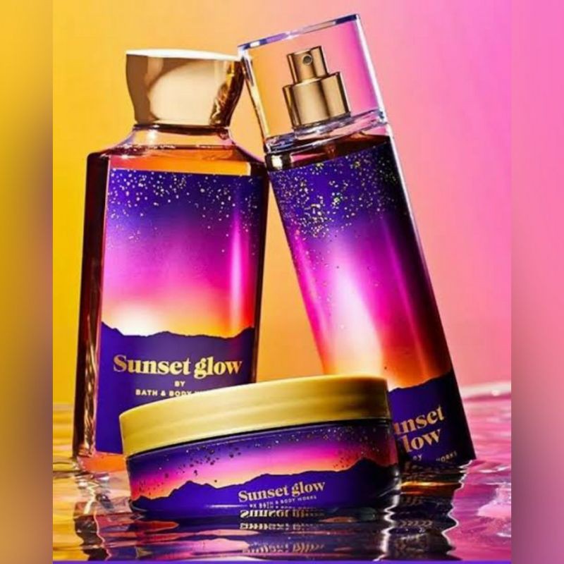 BATH AND BODY WORKS BBW SUNSET GLOW SERIES MIST LOTION SHOWER GEL BODY CREAM HAND CREAM SHOWER GEL BODY CREAM LOTION MIST WASH WALLFLOWER ROOMSPRAY SCENTPORTABLE GENTLE GEL DEEP CLEANSING GENTLE FOAMING CREAMY LUXE