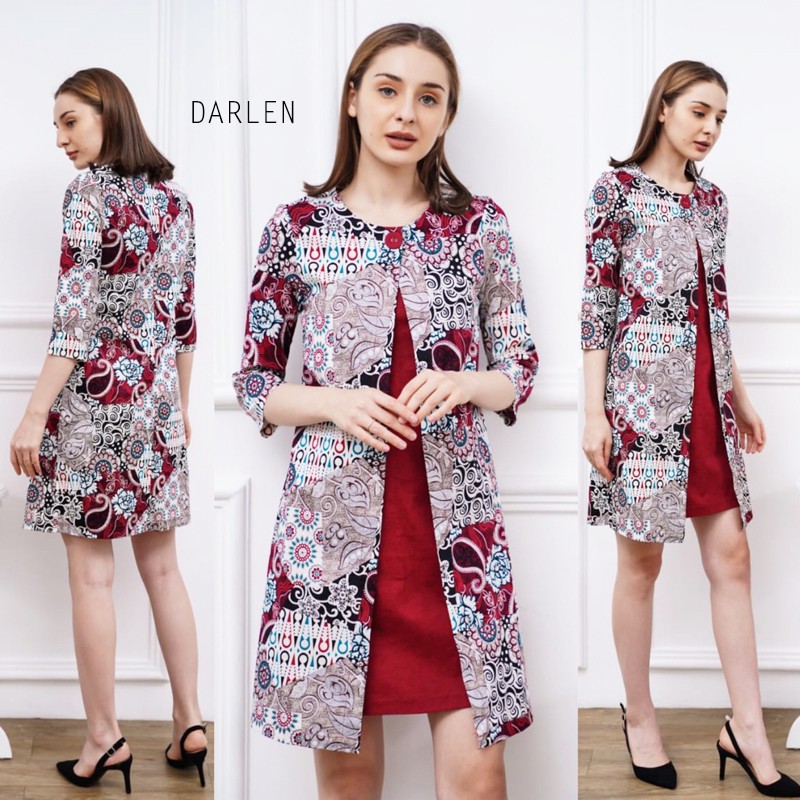 DARLEN DRESS STANDAR,JUMBO , L &amp; SUPER JUMBO - Dress Batik  Wanita Terusan Wanita