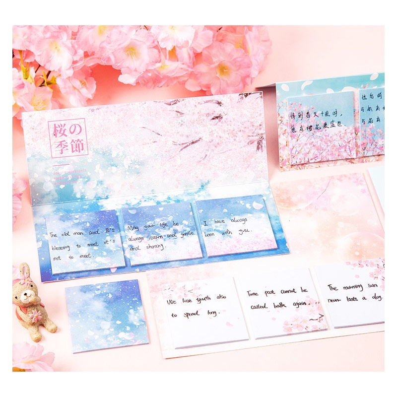 

Sakura Flower Series Sticky Notes Set Catatan Memo Dinding Tempel Kotak 6 centimeter Tema Bunga Sakura Jepang Full Warna