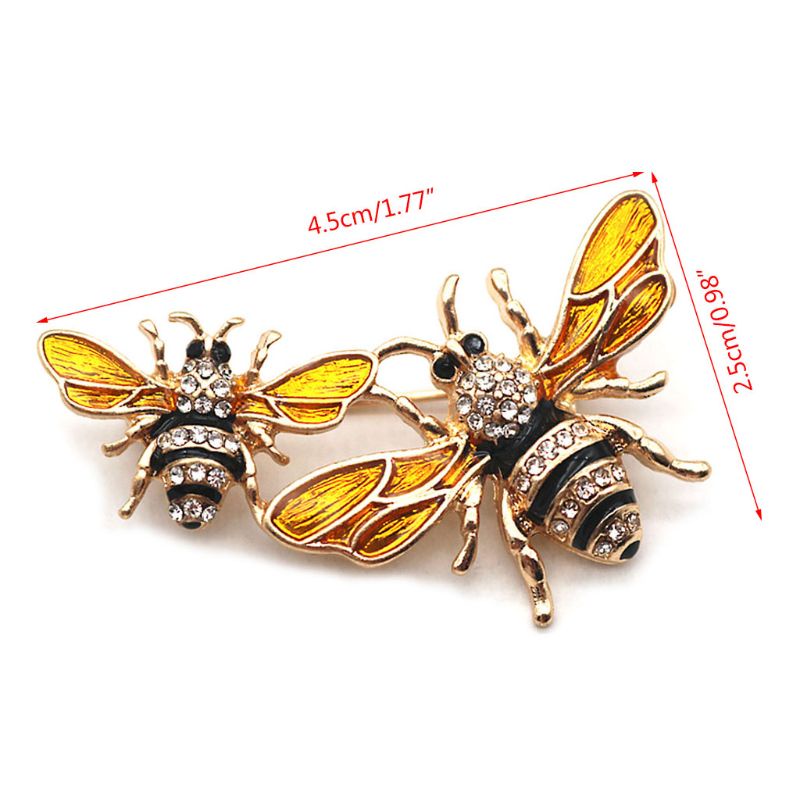 Siy Brospin Desain Lebah Enamel Hias Berlian Imitasi Warna Kuning Gaya Mewahantik Untuk Wanita
