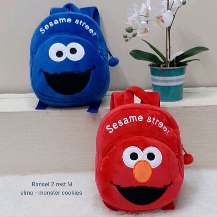 Ransel 2rest Elmo Cookies Size M/tas boneka karakter/tas boneka sesame street/tas sekolah anak paud