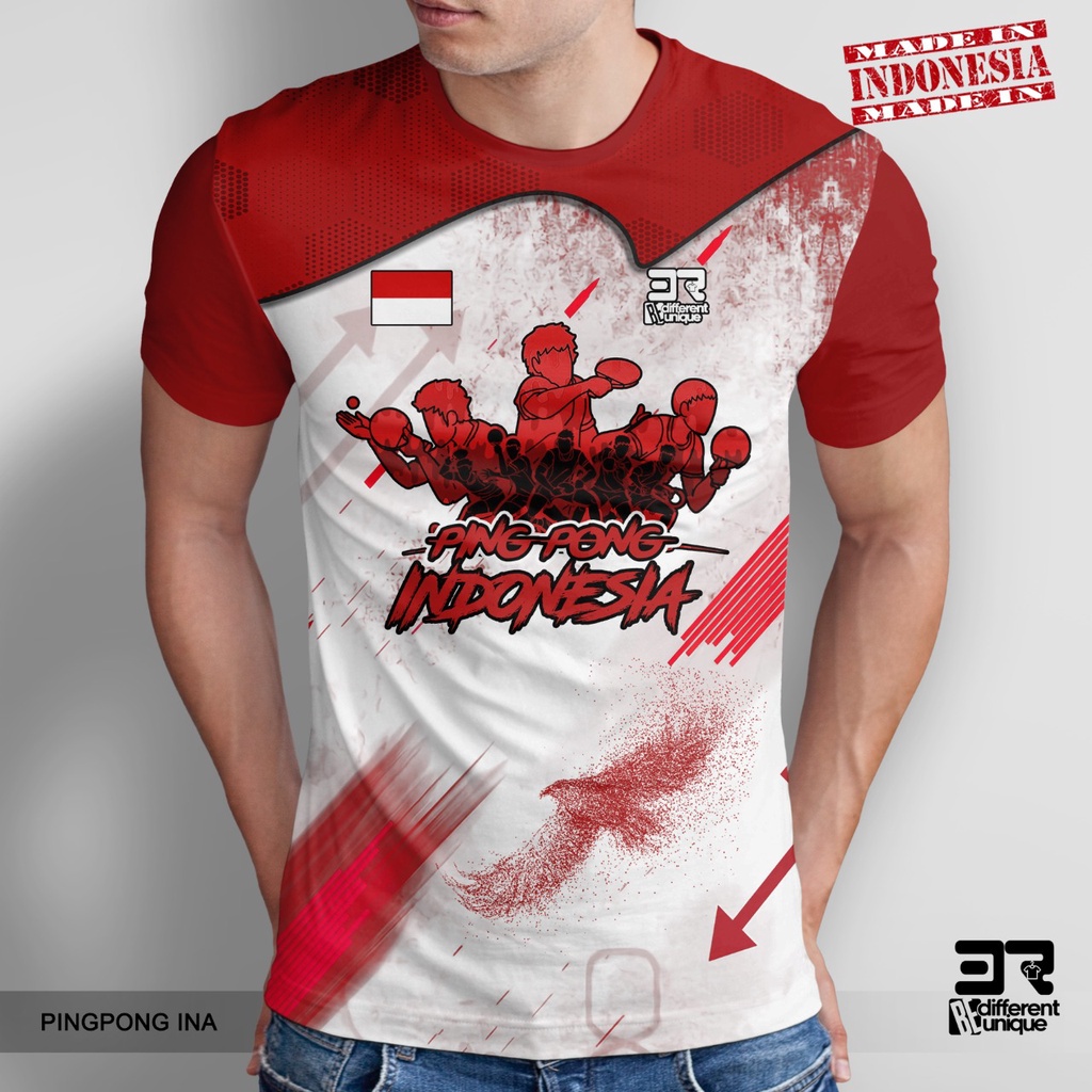 KAOS PRIA KAOS PRINT DISTRO 3R TENNIS MEJA PINGPONG INDONESIA