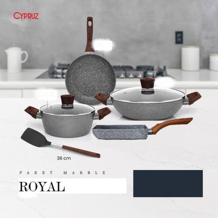 Cypruz Panci Set Paket Royal Marble Wajan Anti Lengket - Dapur / Kitchen