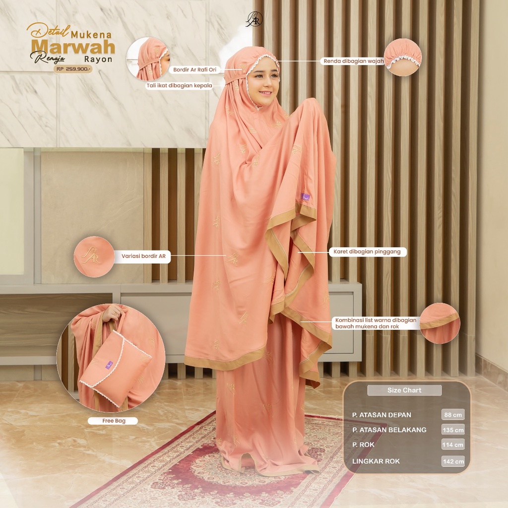MUKENA REMAJA RAYON MARWAH ARRAFI POTONGAN BEST SELLER TERBARU 2021MUKENA RAYON BORDIR bisa COD
