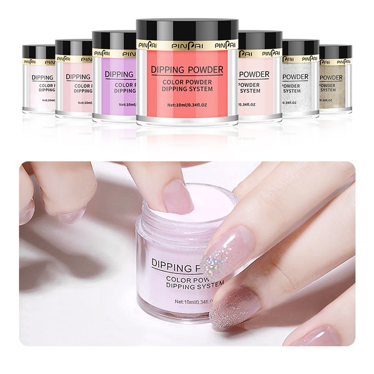 Pretty  DIP POWER 14PCS Nail Dipping Powder Set Glow In The Dark Dipping Powder Full Set of French Nail Glitter
