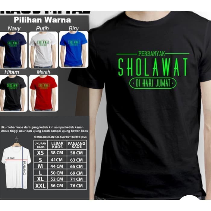 Kaos Baju Obral Combed 30S Distro PER BANYAK SHOLAWAT HARi JUMAT polos