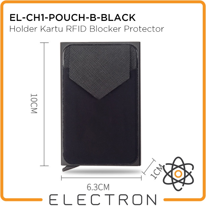 EL-CH1-POUCH-B-BLACK Card Holder Kartu RFID Blocker Protector Smart