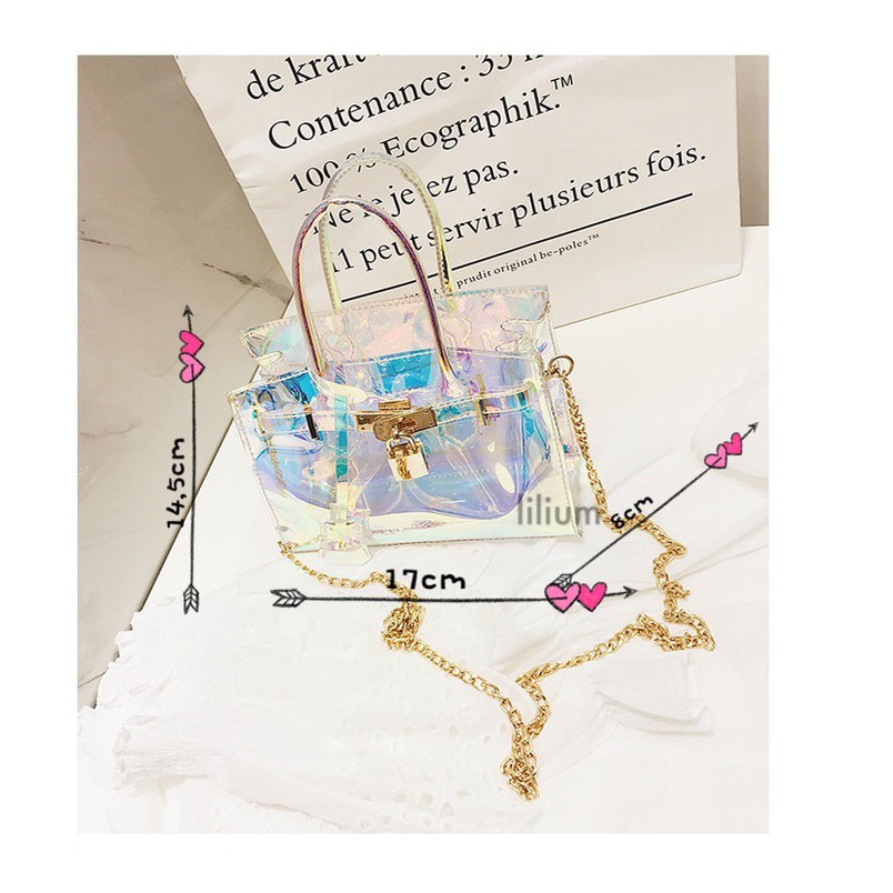 Tas Selempang wanita Transparan Metalic Hologram TM001 hand bag high quality handbag