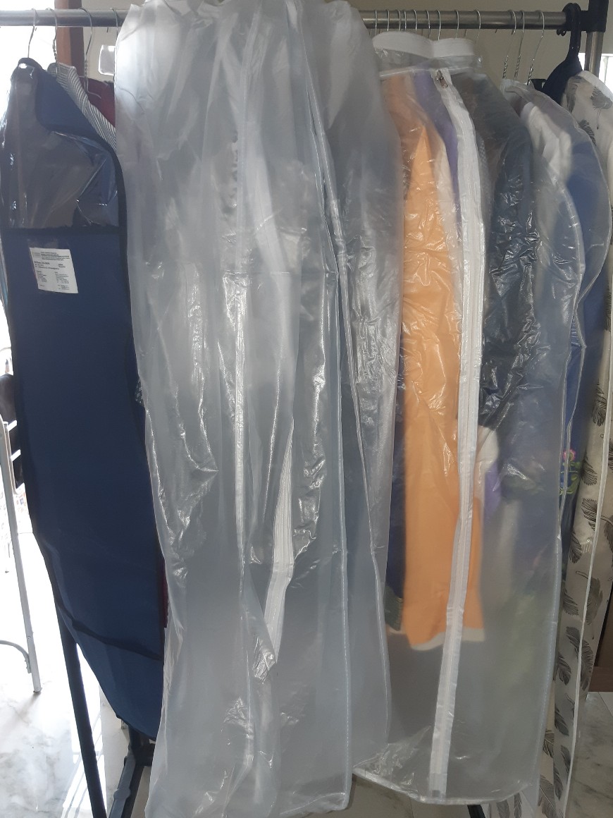 Cover Jas Baju / Cover Gantungan Baju Jas / Pelindung Baju Jas New Model Biru Navy ( Bahan Tebal )