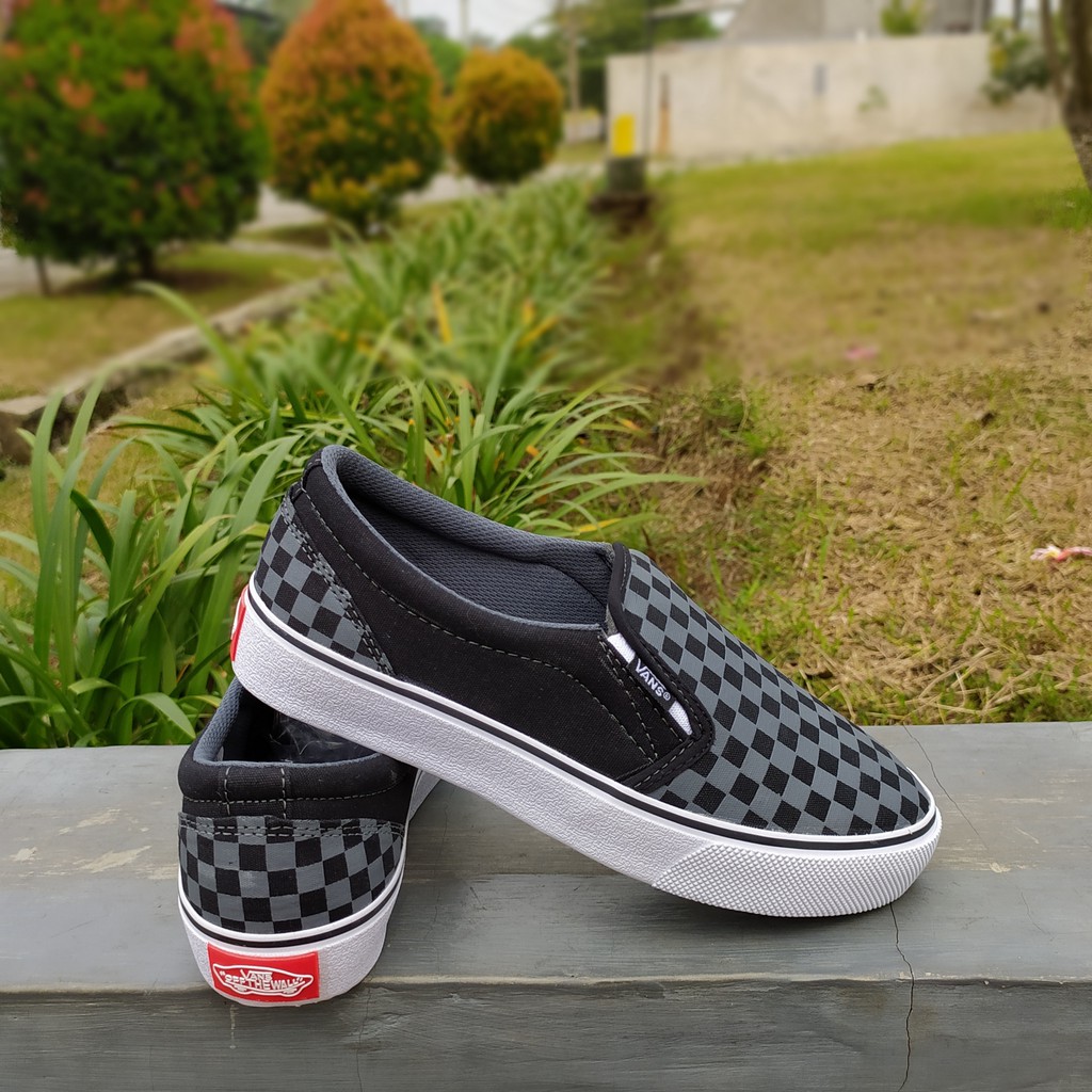 SEPATU VANS SLIP ON SLIPON SLOP CATUR ABU