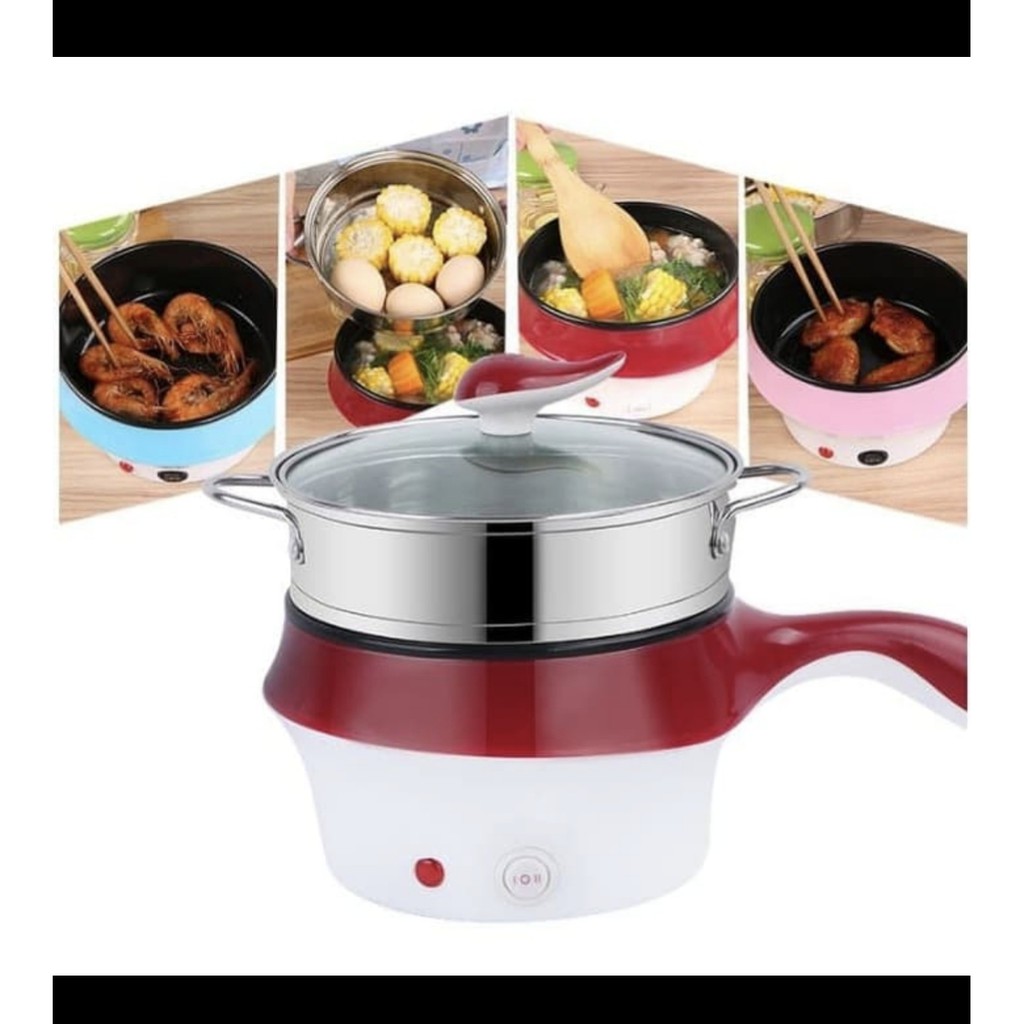 ELECTRIC FRY PANCI KUKUS Rice Cpooker Mini LISTRIK 18 cm 1.5 Liter GAGANG LAPIS KERAMIK SERBAGUNA