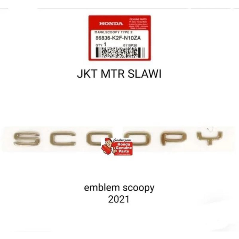 86836-K2F-N10ZA HARGA SATUAN emblem scoopy prestige k2f 2021-2023 gold &amp; silver asli honda