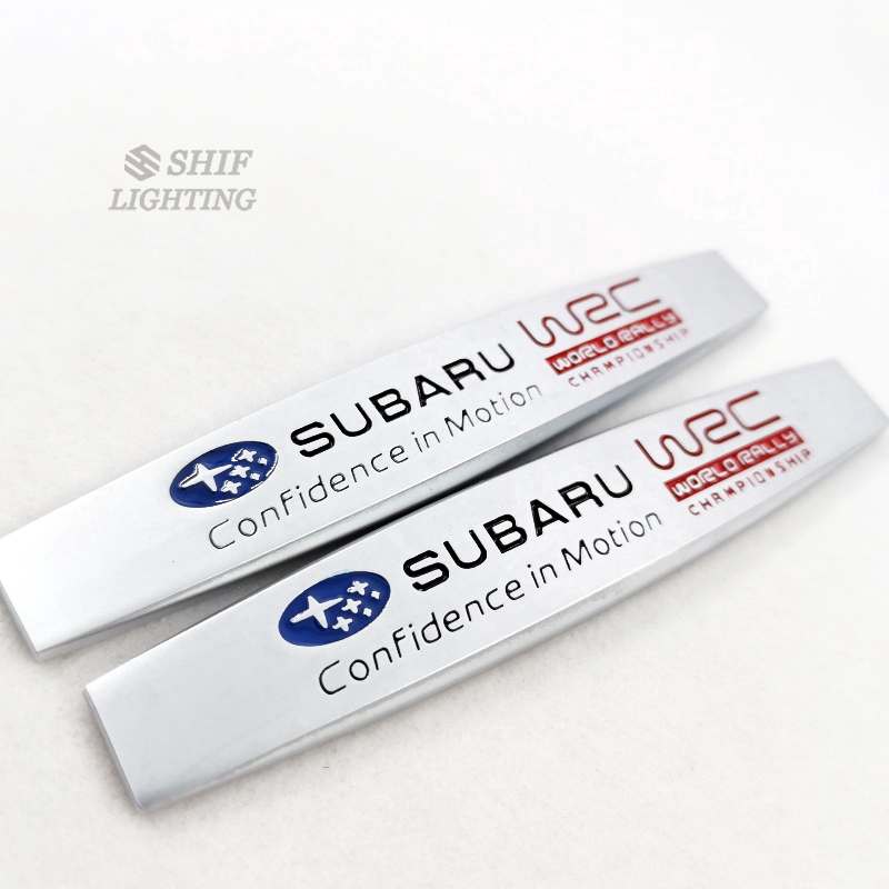 2Pcs Stiker Emblem Logo SUBARU WRC Bahan Metal Untuk Fender Samping Mobil SUBARU