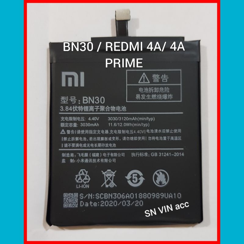 Baterai Batre Xiaomi Redmi 4A/ 4A Prime BN30 ORIGINAL Battery Batere Xiaomi Redmi 4A