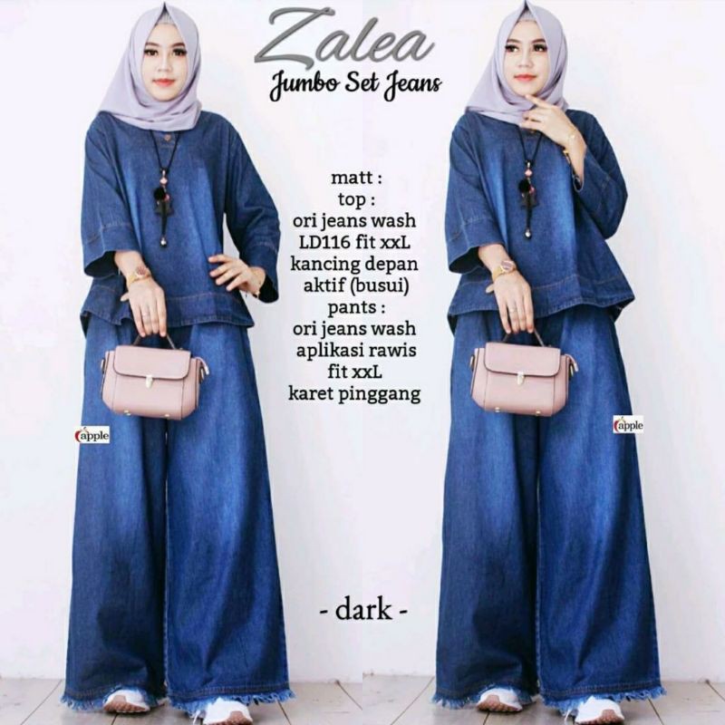 zalea set jeans kulot jumbo jeans ori ld 116 cm