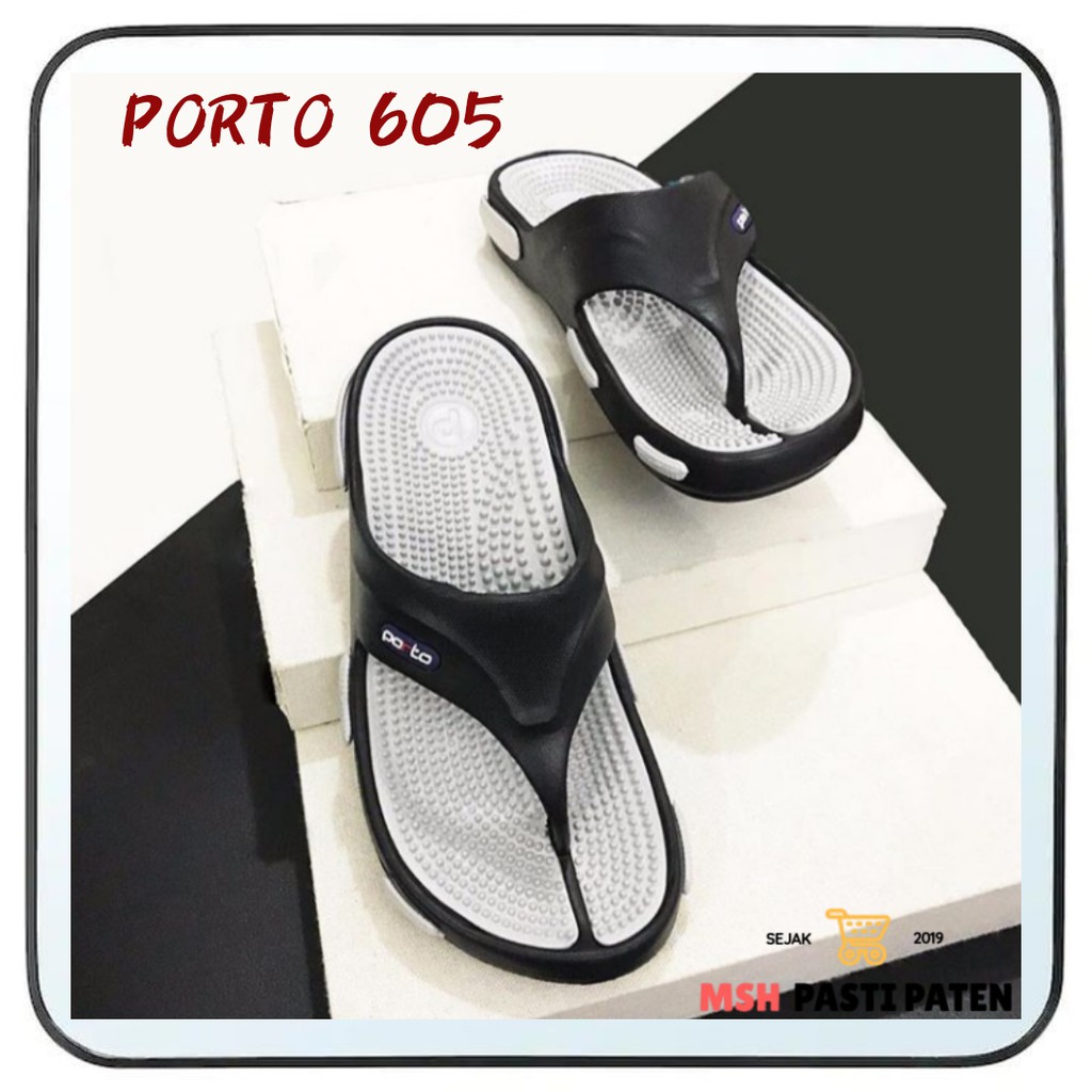 Sandal refleksi model jepit merk porto 605 size 36-44 Sandal duri Sandal karet pria Sandal murah Sandal kasual