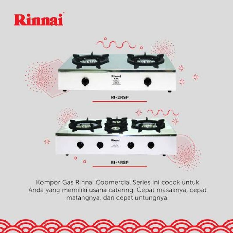 RINNAI : KOMPOR GAS COMMERCIAL 2 TUNGKU RI 2 RSP LOW PRESSURE RI-2RSP / Rinnai Kompor 4 Tungku RI 4R