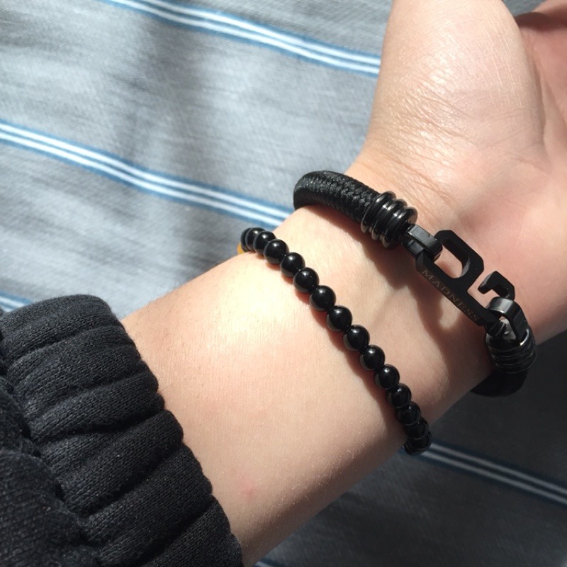 GELANG UNISEX MADNESS KAIN STAINLESS ANTI KARAT KOREA BLACK