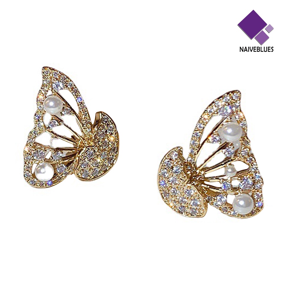 1 Pasang Anting Stud Desain Kupu-Kupu Geometris Untuk Wanita Butterfly