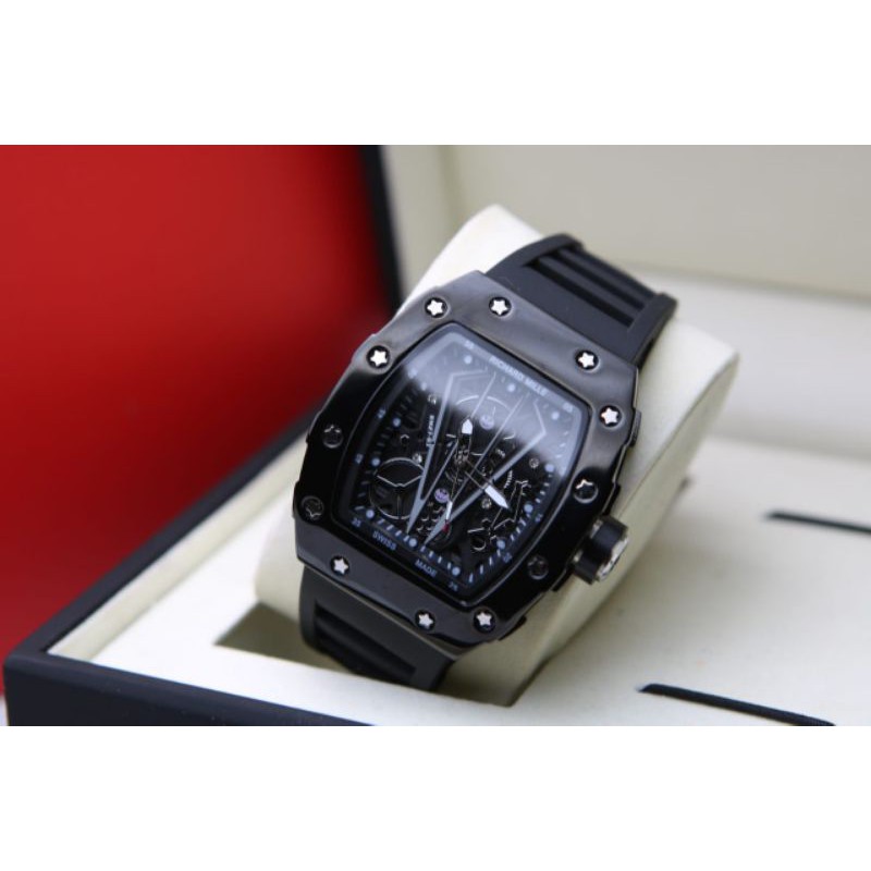 JAM TANGAN COWOK RM RUBBER || DIAMETER 4.2 CM ||