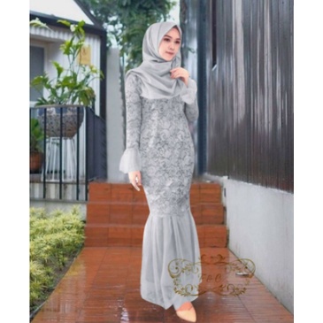 Baju Gamis Muslim Terbaru 2021 2022 Model Baju Pesta Wanita kekinian Bahan Brokat Kondangan remaja