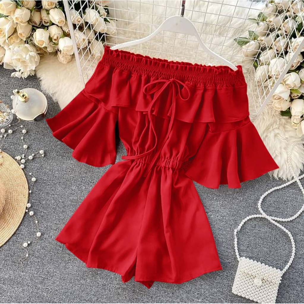 WSE390 - Jumpsuit Sabrina Clovia Setalan Baju Dan Celana Pendek Jumpsuit Playsuit Overall PREMIUM QUALITY