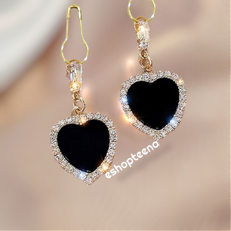 A154 anting hijab mata black gold_anting jilbab