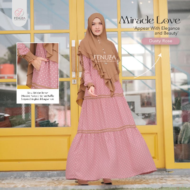 Fenuza Miracle Love Dress Gamis Motif Syari Cantik Busui
