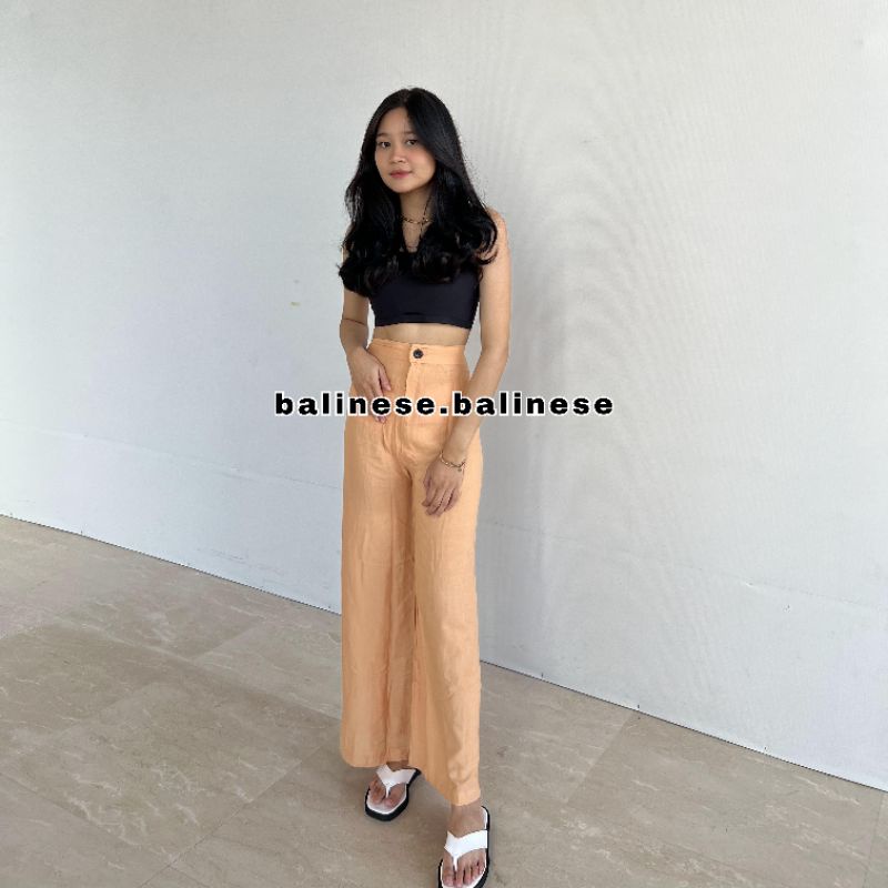 Celana Kulot Highwaist HW Hawai Kancing Resleting Rayon Premium