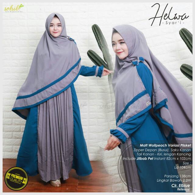 Setelan gamis dan jilbab syari Helwa by Solo Hijab Sohib