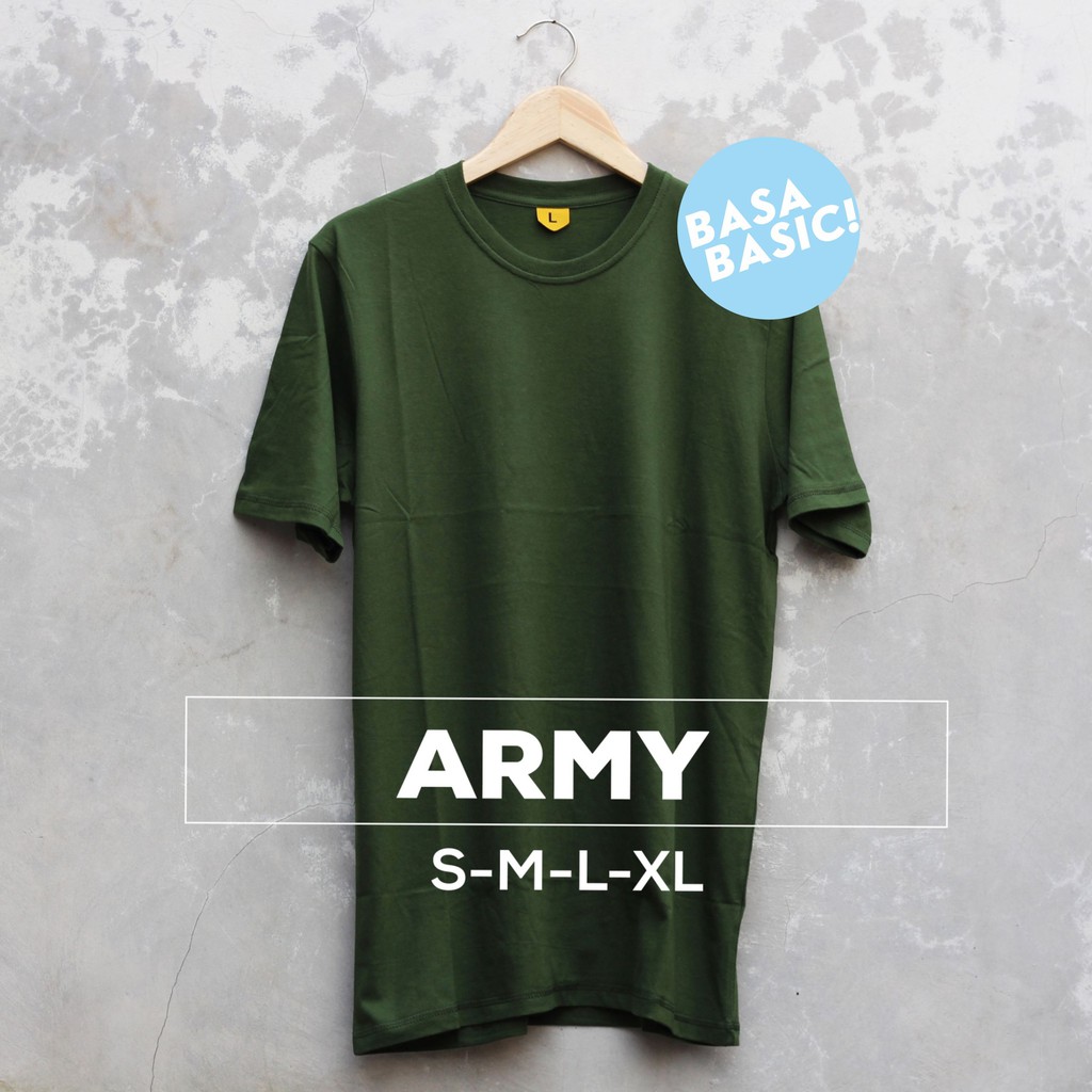 Kaos Polos Premium Pria/Wanita - Basic Army Solid