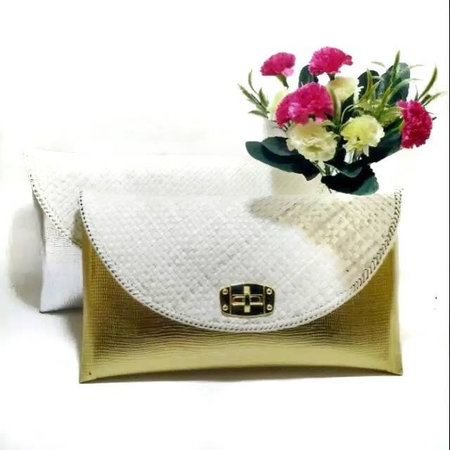 Dompet Pesta Gold / Dompet Pesta Silver / Clutch Pandan Polos Kombi Lorena Gold / Cluth Pesta Cantik