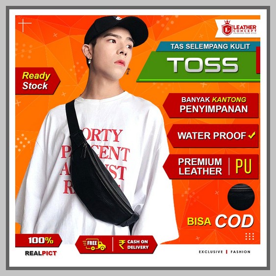 Tas Selempang Pria Polos Motif Sablon Slingbag Bahu Kasual Distro Kere Tas Selempang Kulit Pria Tas