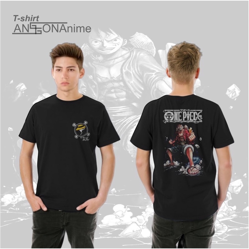 Kaos Pria Anime Onepiece katun combed hitam